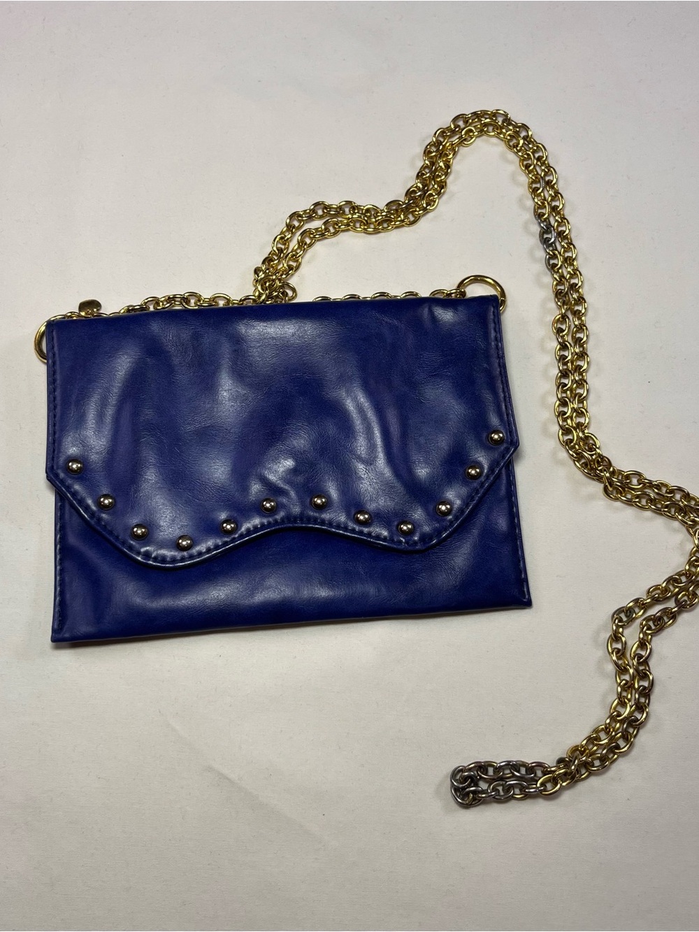 Mud Pie Royal Blue Studded Crossbody with Gold Chain